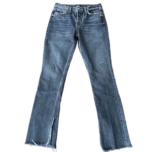 GRLFRND Addison Jeans High Rise Split Hem Frayed Distressed Go Deep 26 - Picture 2 of 8